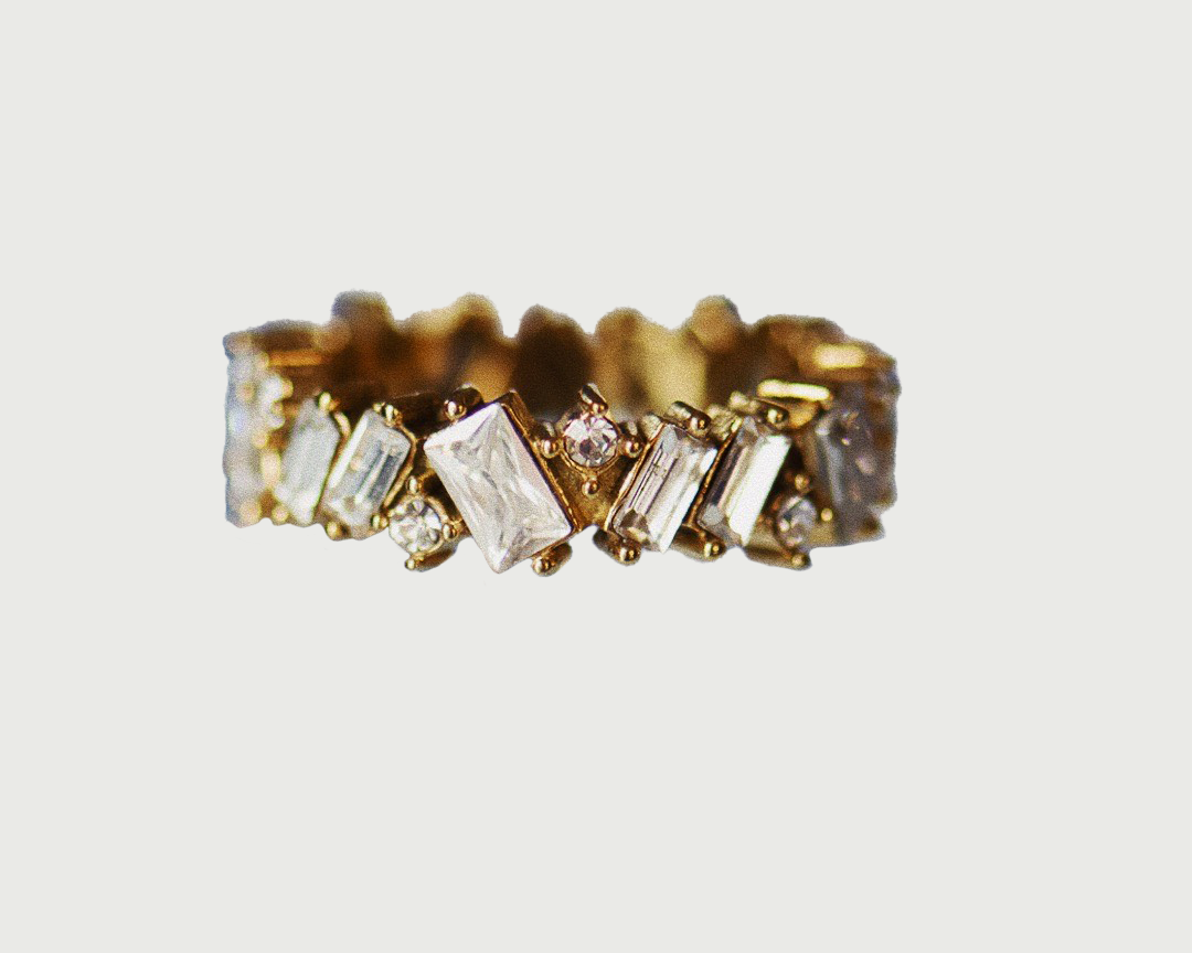 Lisa Gold Crystal Gold Ring on white background