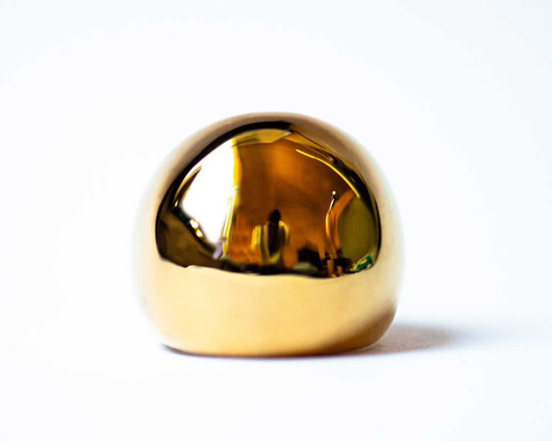 Amourists Mirror Ball Gold Ring on white background