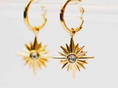 Celestial Star Pendant Charm Hoop Earrings, Gold plated, minimalist design