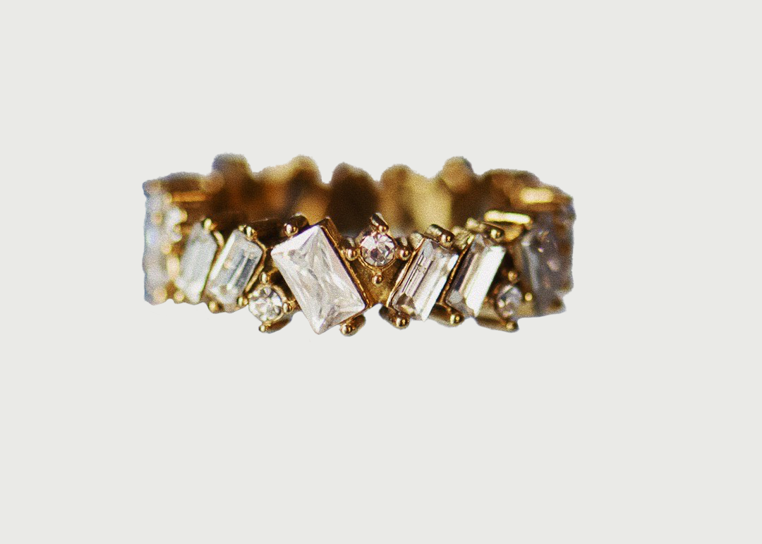 Lisa Gold Crystal Gold Ring on white background