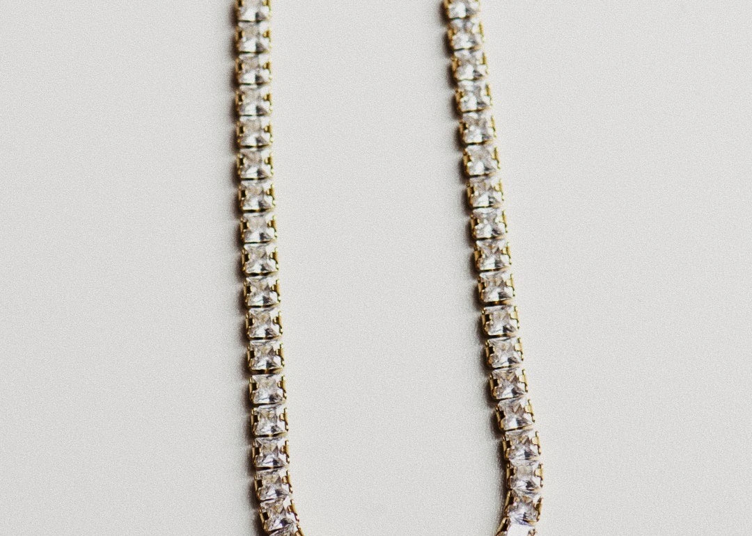 Aria's Tennis Chain Necklace on white background