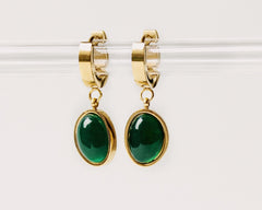 Emerald Green Small Hoop Earrings