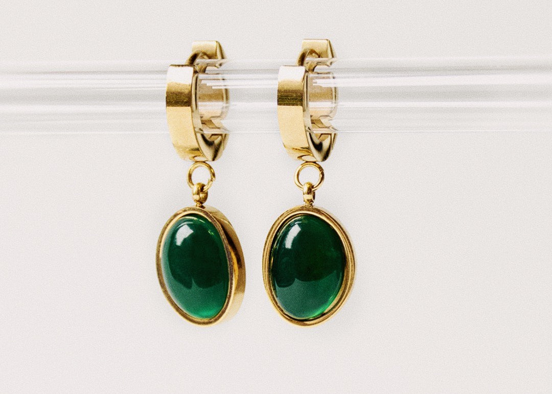 Emerald Green Small Hoop Earrings